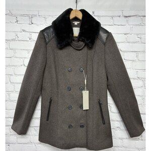 New NWT Soia & Kyo Kensie Double Breasted Pea Coat Wool Blend Pea Coat Sz L